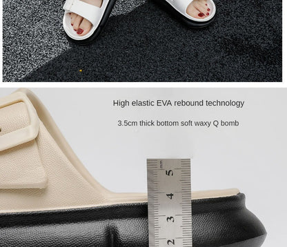 Noimim EVA mute non-slip thick sole tread shit feeling senior soft drag colorblocking soft slippers sandals