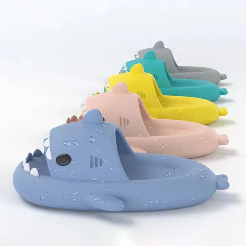 Noimim 4CM Indoor Bathroom Slides Couples Soft EVA  Cute Shark Slippers Outside Sandals Indoor Slides